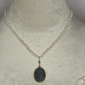 Bead of The Soul blue sparkly Druzy necklace